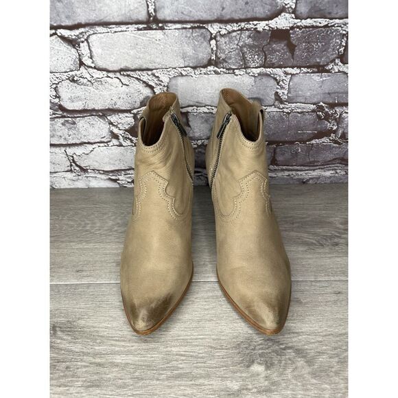 Frye Ash Taupe Leather Pointed Toe Western Heel Booties Women’s Sz 10M US/41EU - Picture 14 of 16